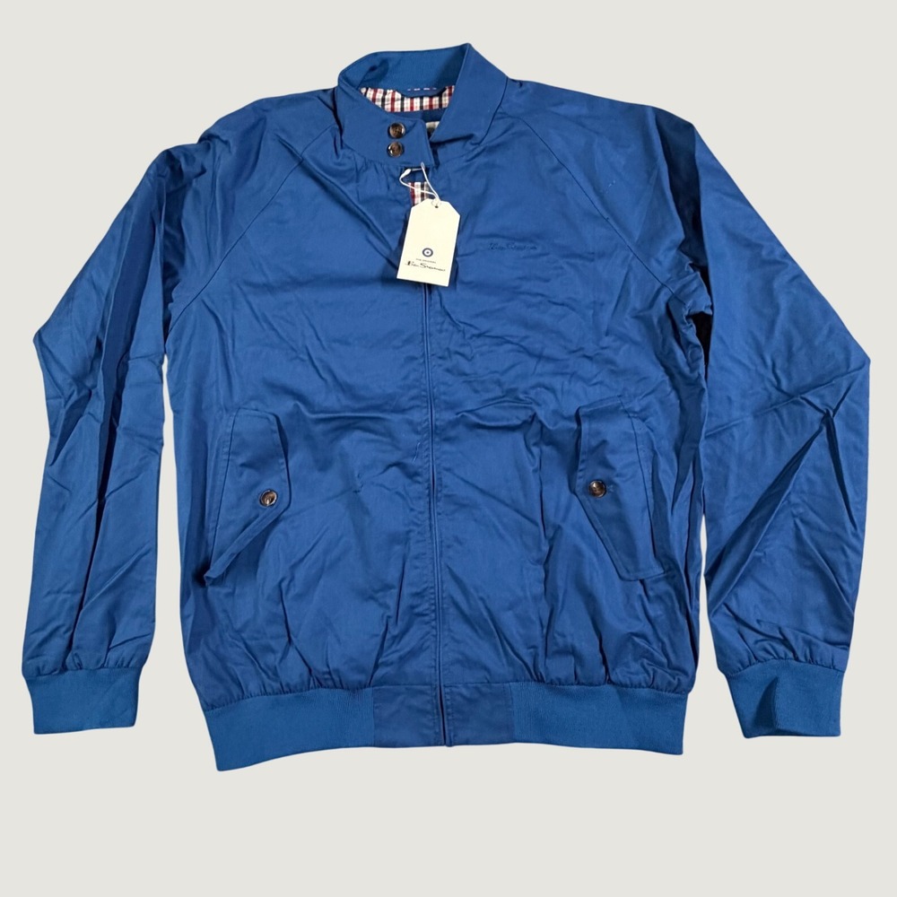 Ben Sherman Mens Harrington Jacket True Blue Cotton Plaid Lining BS30JK001 Small